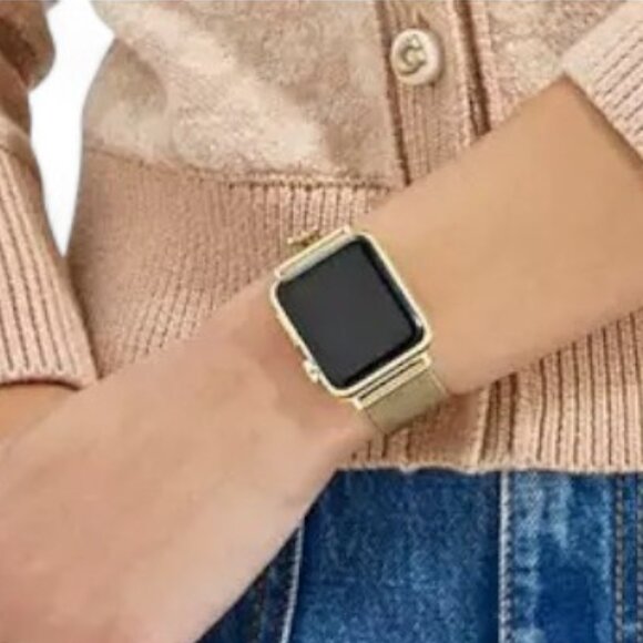 Coach Women's Gold Mesh Bracelet Strap for Apple Watch® 38mm 40mm And 41mm CL242 - Picture 9 of 10
